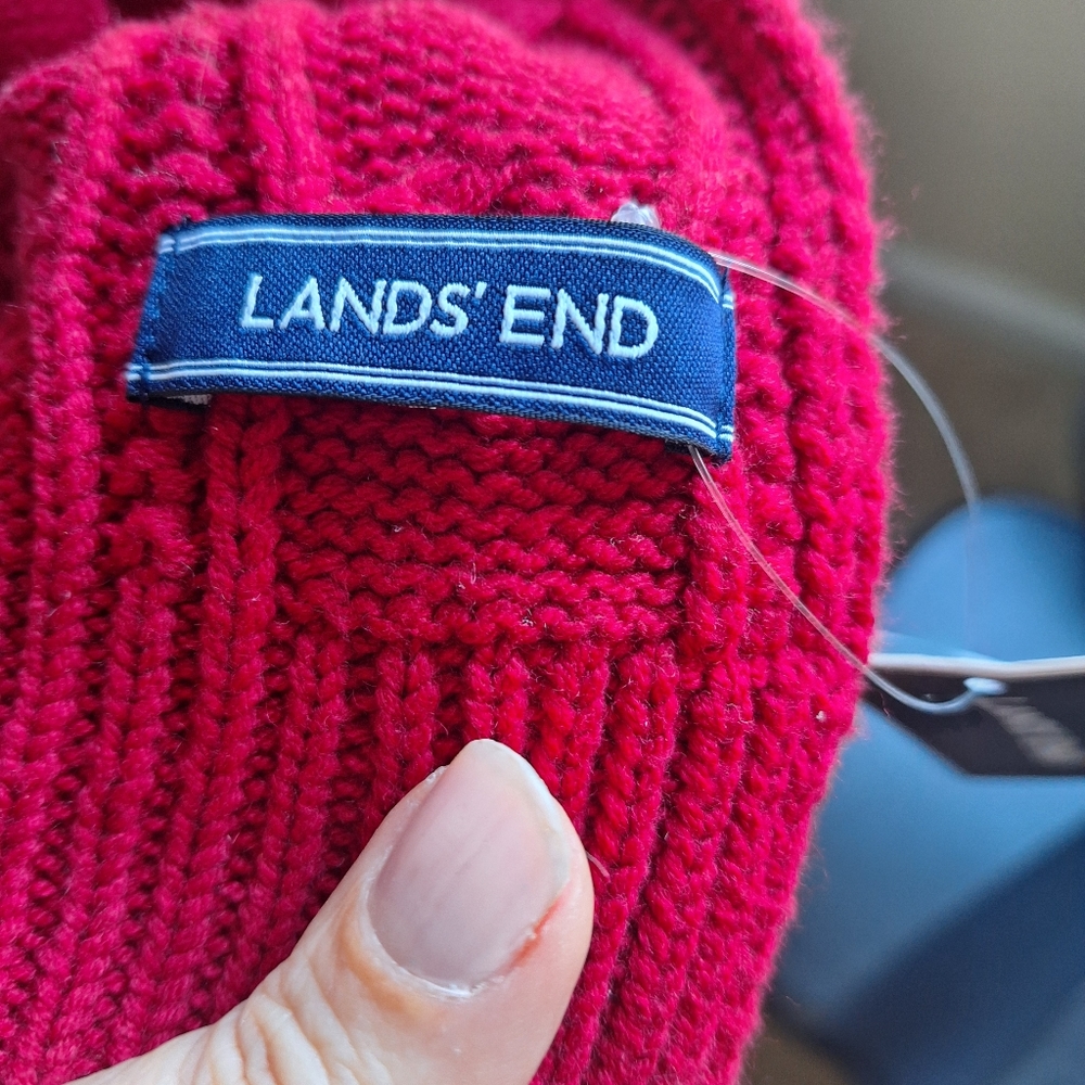 Lands End Red Cable Knit Scarf - Picture 8 of 9